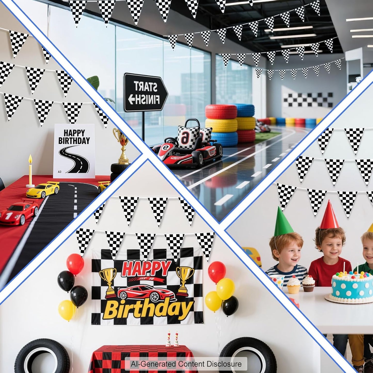 Black and White Checkered Flag Banner