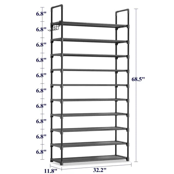 3–10 Tier Space-Saving Shoe Rack – Multi-Level Shoe Organizer with Side Handles for Home & Closet