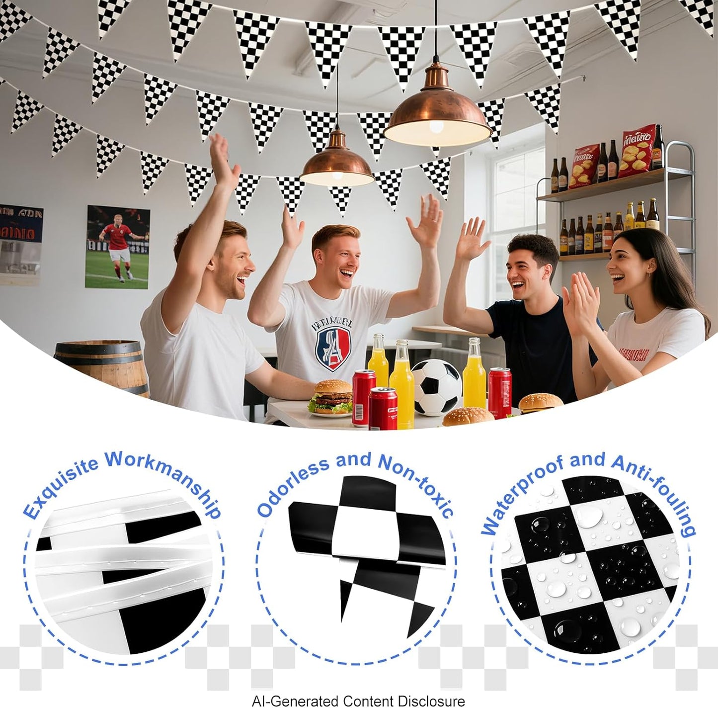 Black and White Checkered Flag Banner