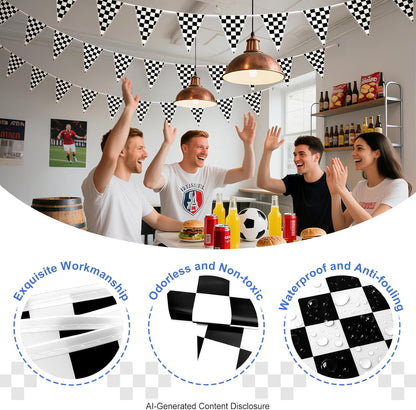 Black and White Checkered Flag Banner