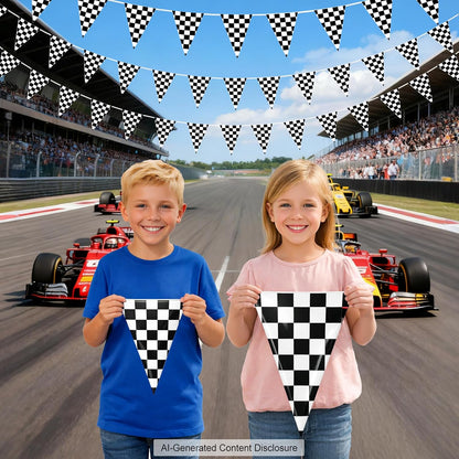 Black and White Checkered Flag Banner