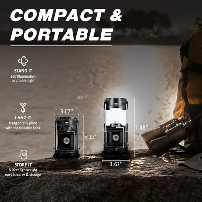 4-Pack Rechargeable Solar Camping Lanterns – Foldable LED Lights with Magnetic Base & Hanging Hook for Camping, Hiking & Emergencies
