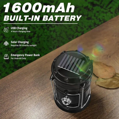 4-Pack Rechargeable Solar Camping Lanterns – Foldable LED Lights with Magnetic Base & Hanging Hook for Camping, Hiking & Emergencies
