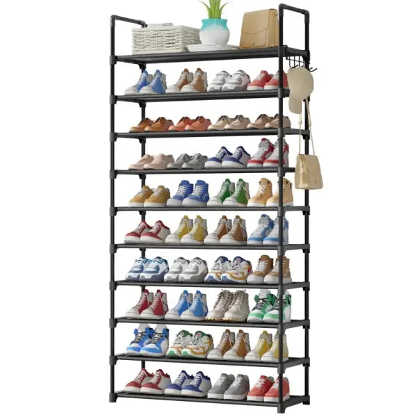 3–10 Tier Space-Saving Shoe Rack – Multi-Level Shoe Organizer with Side Handles for Home & Closet