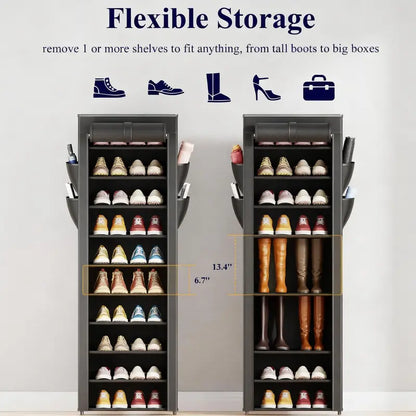 3–10 Tier Space-Saving Shoe Rack – Multi-Level Shoe Organizer with Side Handles for Home & Closet